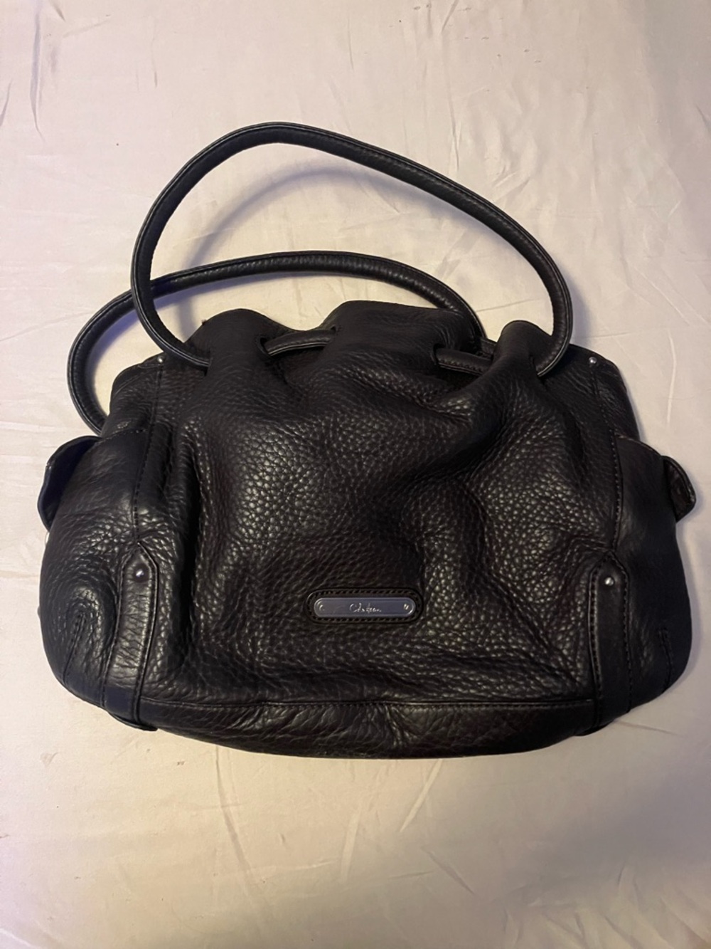 Cole Haan Brown Pebbled Leather Double-Handle Shoulder Bag